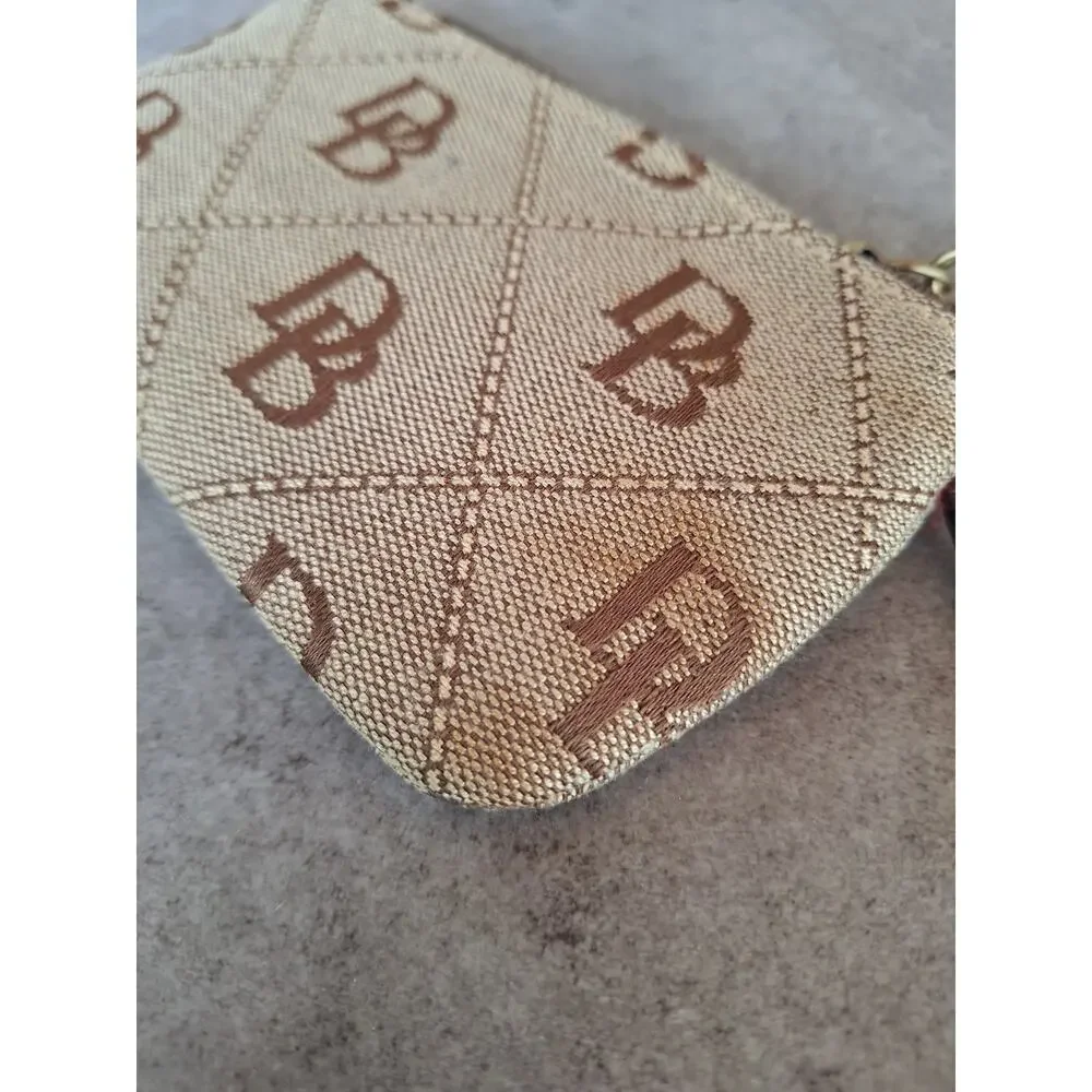 Dooney & Bourke signature monogram jacquard zip wristlet pouch wallet card bag